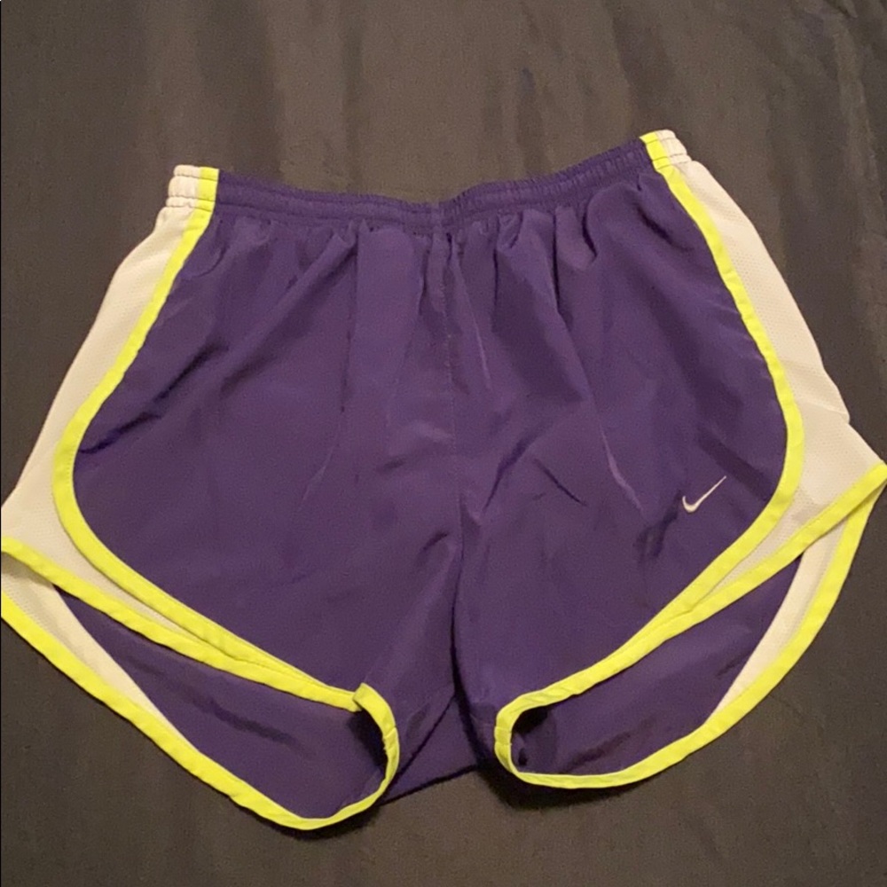 Purple/Yellow Nike Dri Fit Tempo Running Shorts